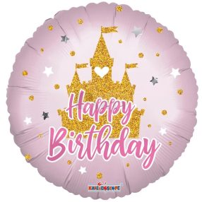 Happy Birthday kastély fólia lufi 45 cm