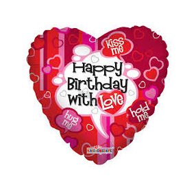 Happy Birthday piros love szulinapos szív fólia lufi 45 cm