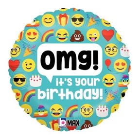 Omg! it's your birthday! emoji fólia lufi 45 cm