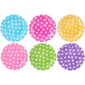 Pöttyös papírtányér többféle színben 17,5 cm 