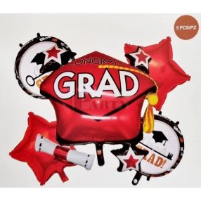 Diploma fólia lufi szett piros 5db  