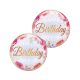 Happy Birthday peonies bazsarózsás bubble lufi 56 cm