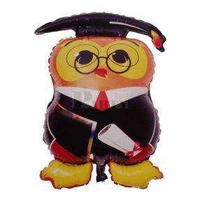 Bagoly szemüveges ballagási lufi diplomás 78 cm 