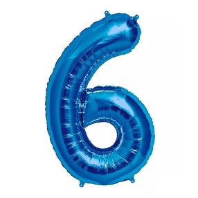 6-os kék szám fólia lufi 100 cm