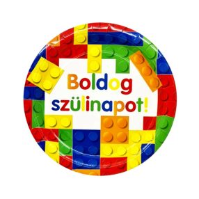 Boldog szülinapot! legós papírtányér 23 cm
