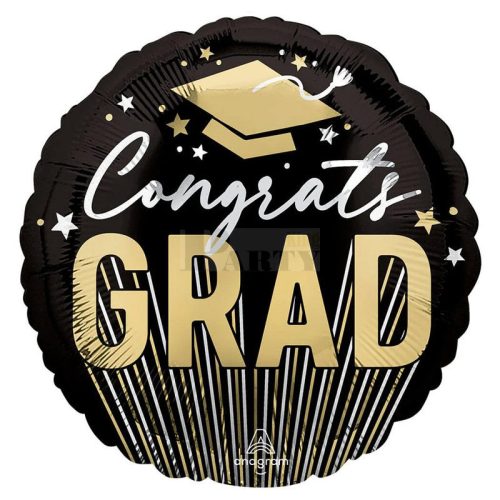 Congrat Grad arany fekete fólia lufi 45 cm