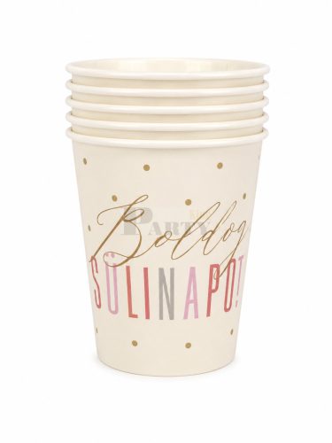 Boldog Szülinapot papírpohár  rosegold 6 db 220 ml