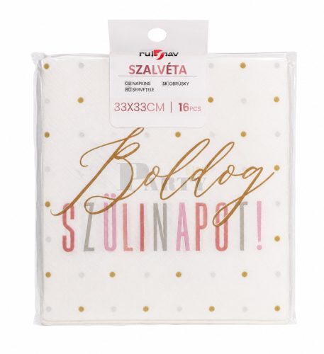 Boldog Szülinapot szalvéta rosegold 33*33 cm 16 db