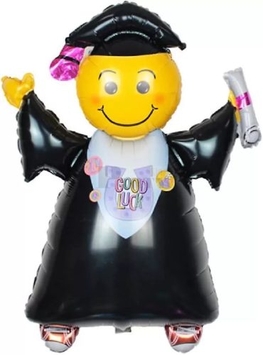 Fólia léggömb - Ballagós smiley vagy diplomás figura 85cm 