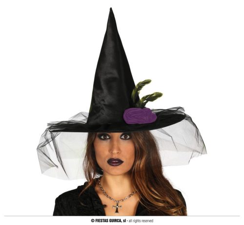 Lila virágos boszorkány kalap