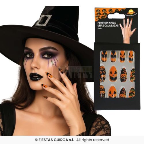 Halloween tök mintás boszi köröm 12 db