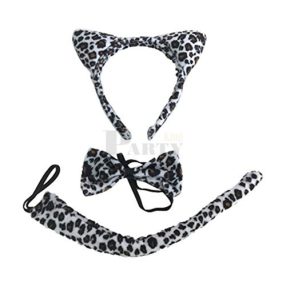 Leopárd fejpánt szett fehér