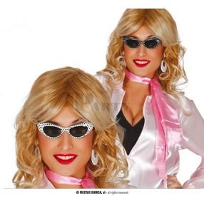 Szemüveg 60-as évek fehér vagy fekete pöttyös