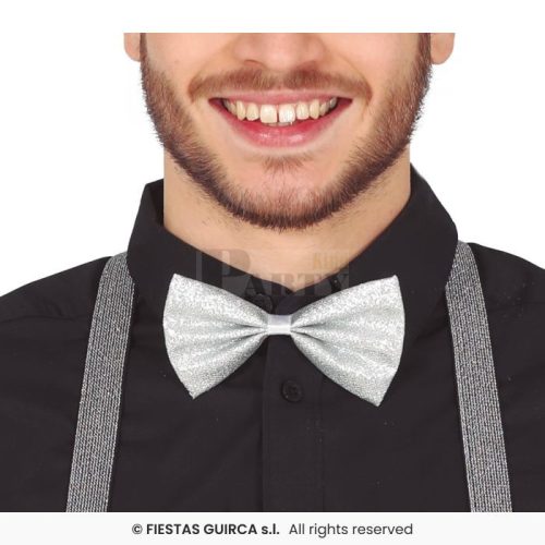 Ezüst csokornyakkendő glitteres