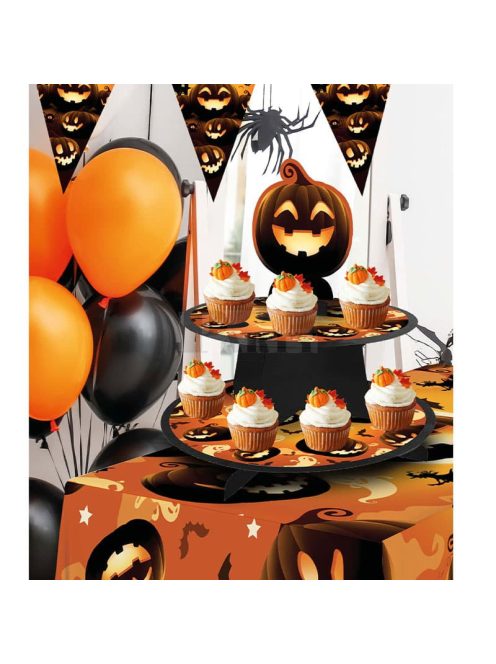 Tökös halloween emeletes muffintartó tálca összeszerelhető