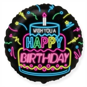 Wish you a Happy Birthday neon fólia lufi 45 cm