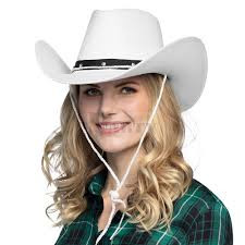 Fehér cowboy (Dallas) kalap díszítéssel