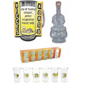 Korsók, feles poharak, palackok